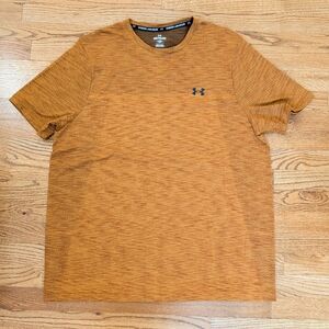 Under Armour Men's T-shirt Burnt Orange Mesh Fitted Athletic Size XXL